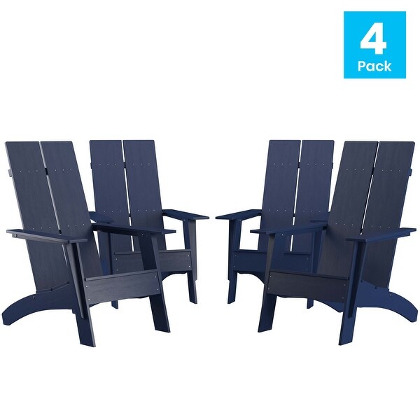 Set of 4 Modern Dual Slat Back Indoor/Outdoor Adirondack Style Chairs