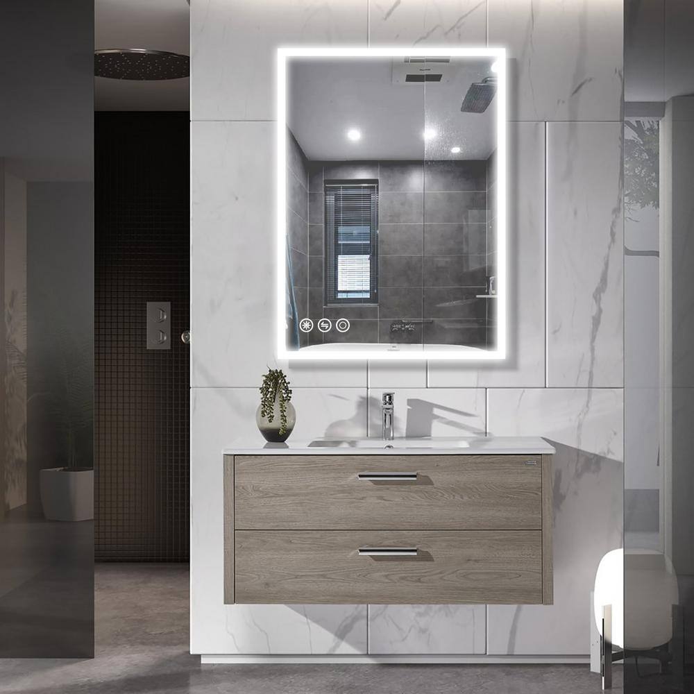 Boyel Living 30 in. W x 36 in. H Frameless Rectangular LED Light Bathroom Vanity Mirror KF-MC04-3036SF1