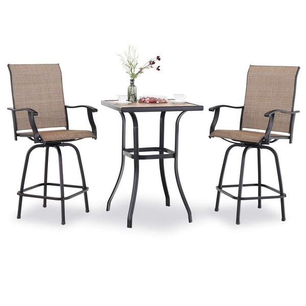 3piece Outdoor Swivel Bar Stool and Table Bistro Set