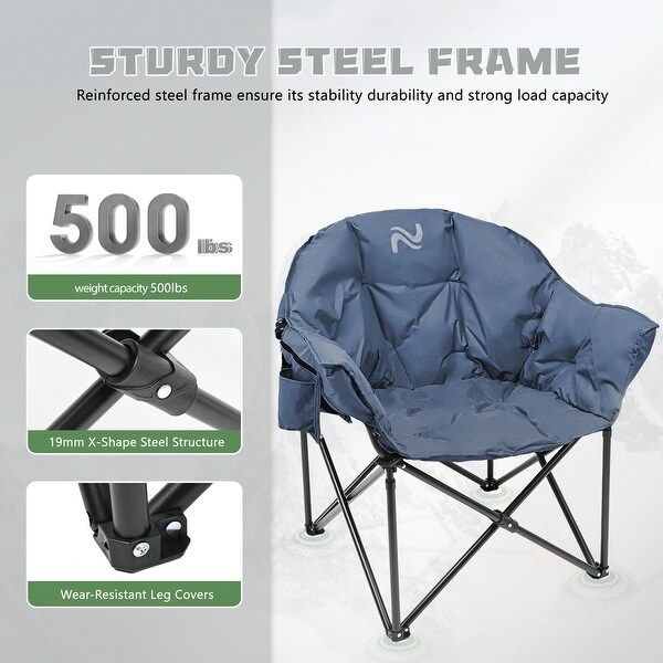 DoCred Oversized Camping Chair，Fully Padded Folding Moon Chair