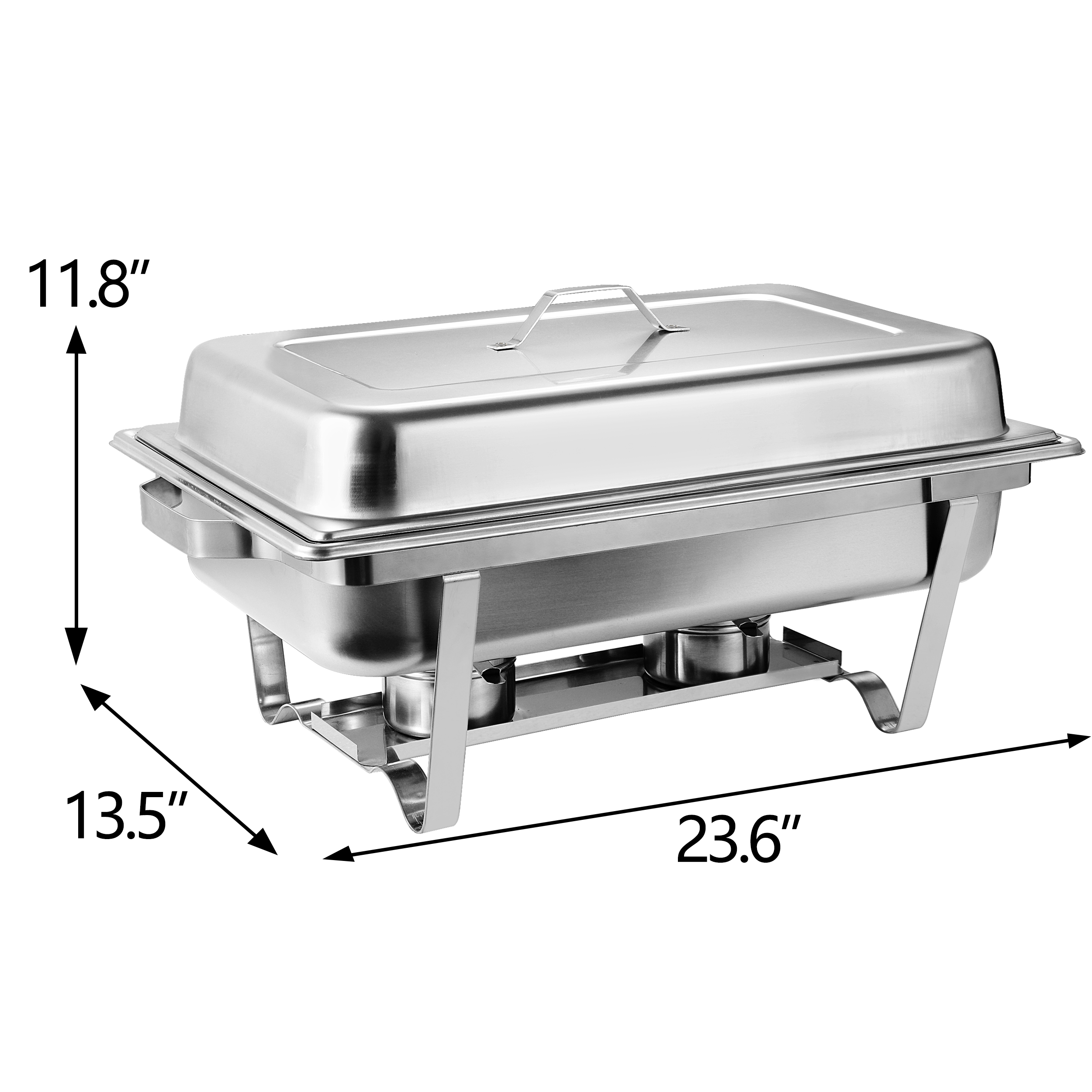 ZENY 6 Packs Stainless Steel Chafing Dish 8 Quart Catering Buffet Warmer， Silver