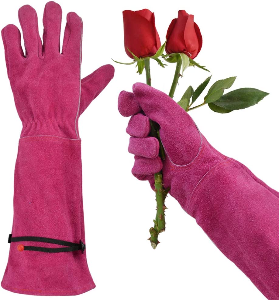 Hometimes 1 Pair Rose Pruning Gloves for Women Gardening, Long Ladies Thorn Proof Garden Gloves (Large, Blue)