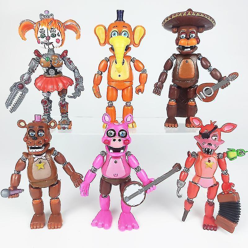 6pcs Halloween Teddy Bear Midnight And Five Nights Illuminated In Freddy's Security Breach And Doll D