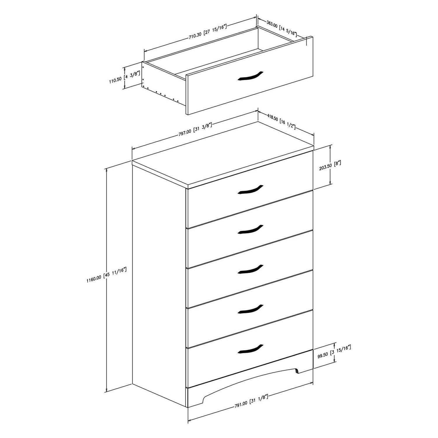 South Shore Step One 5-Drawer Chest  White， Finish  Pure White