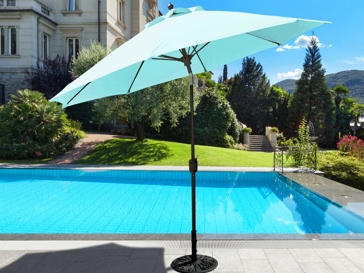 Galtech Aluminum 9 Foot Crank Lift Auto Tilt Umbrella 736 Series