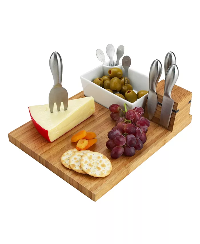 Picnic At Ascot Buxton Bamboo Cheese Board Set with 4 Tools