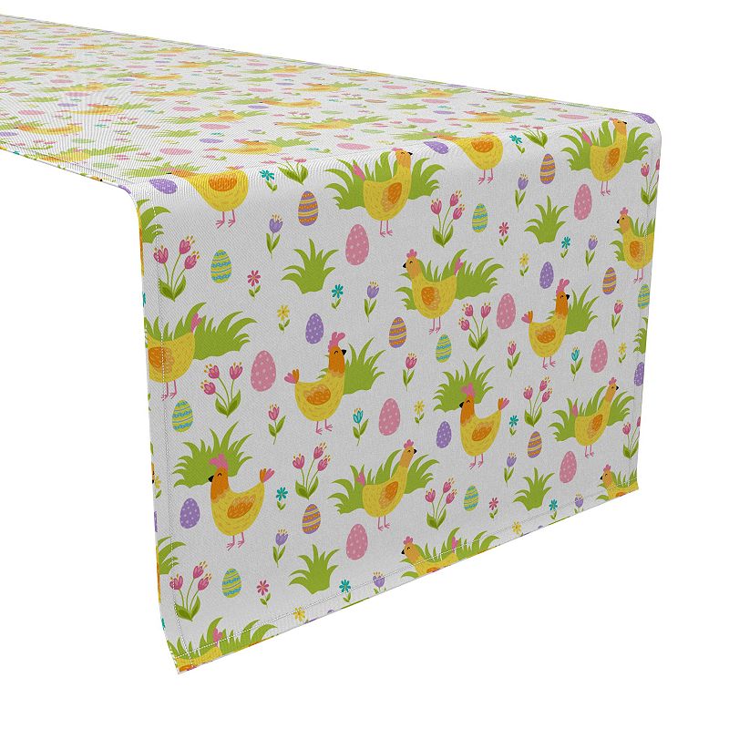 Table Runner， 100% Cotton， 16x90， Cute Springtime Easter