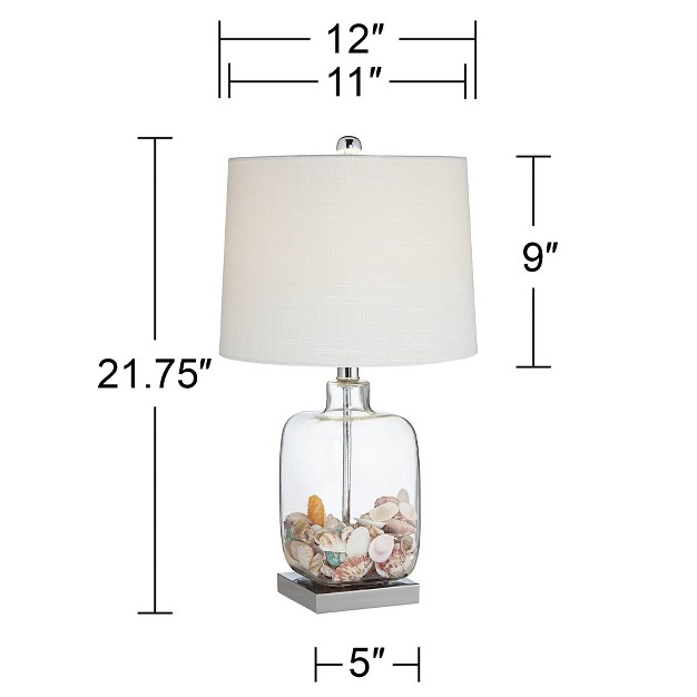 High Set Of 2 Clear Glass Fillable Sea Shells White Drum Shade For Living Room Family Bedroom