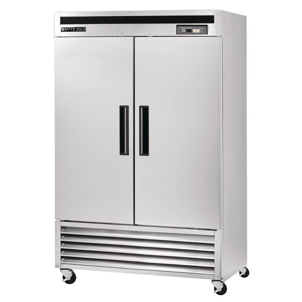 Maxx Cold MCR-49FDHC 54 in. Double Door Reach In Refrigerator Bottom Mount Stainless Steel MCR-49FDHC-V1