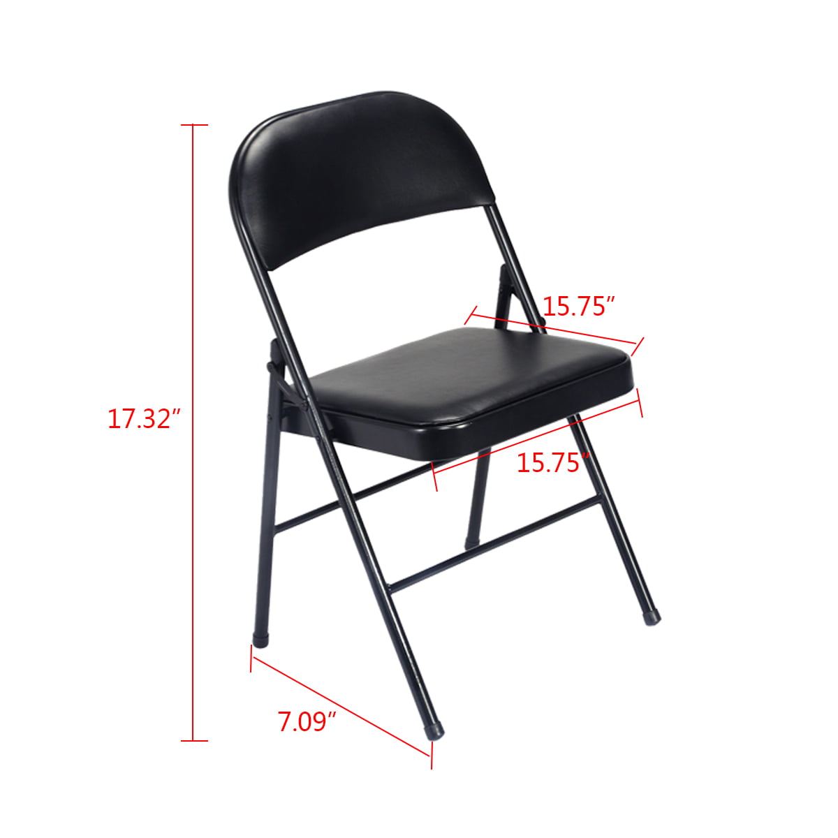 UBesGoo 6 Pack Folding Chairs Cushioned Padded Seat Wedding Chairs with Metal Frame Black