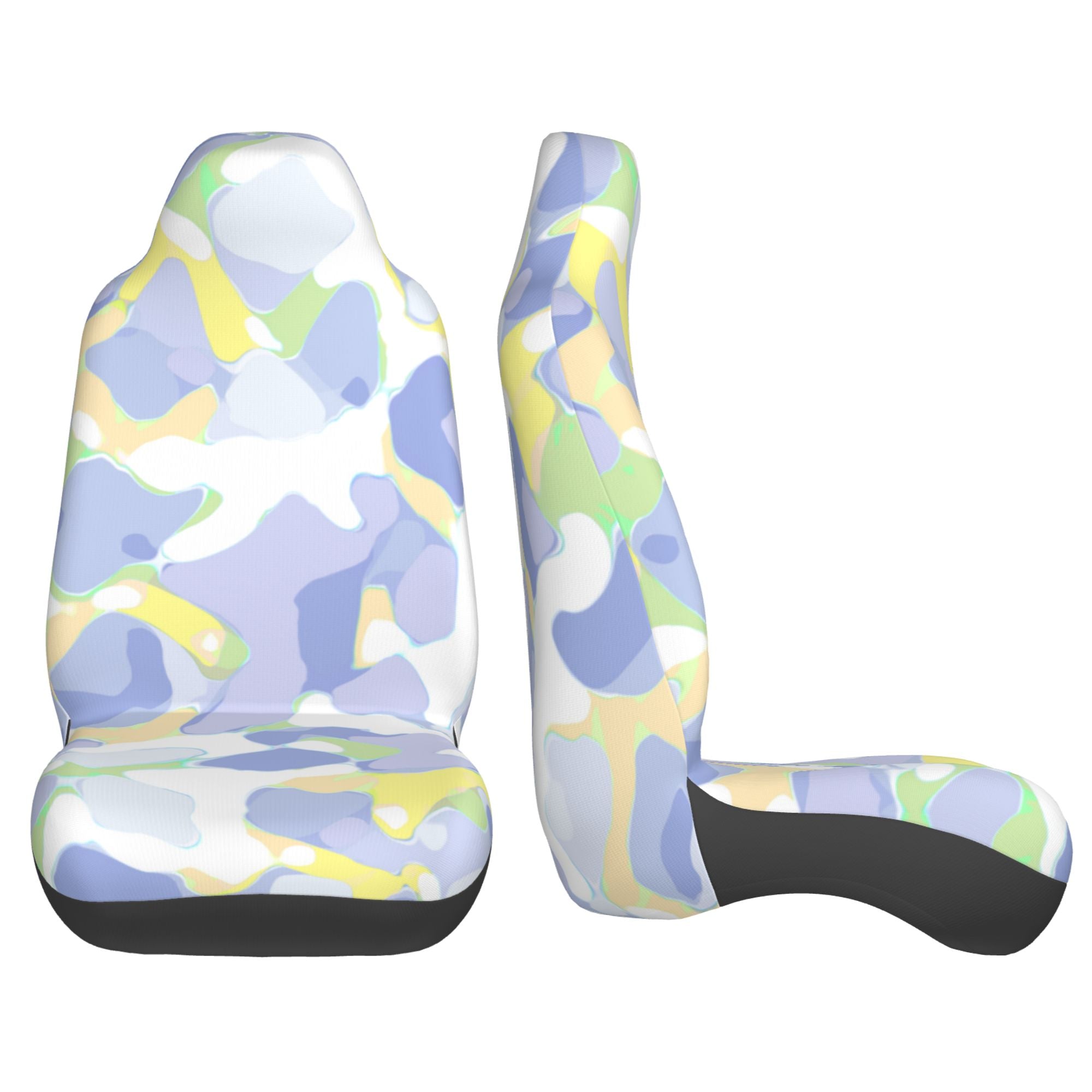 Easy to Install Car Universal Seat Cover， Purple Camouflage Four Seasons Universal Front Seat Cover， 2-Piece