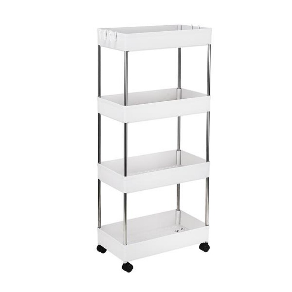 4 Layer Mobile Multi functional Storage Cart Suitable for Kitchen  Bathroom  Laundry Room Narrow Place   (16 x 8.7 x 34.5)\