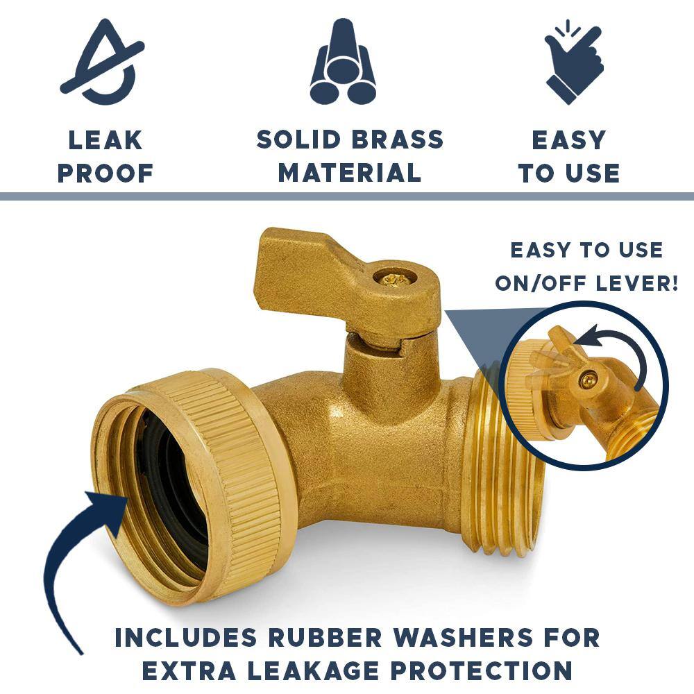 Morvat 45-Degree Solid Brass Garden Hose Elbow Connector with OnOff Shutoff Valve MOR-BELBOW-1-A