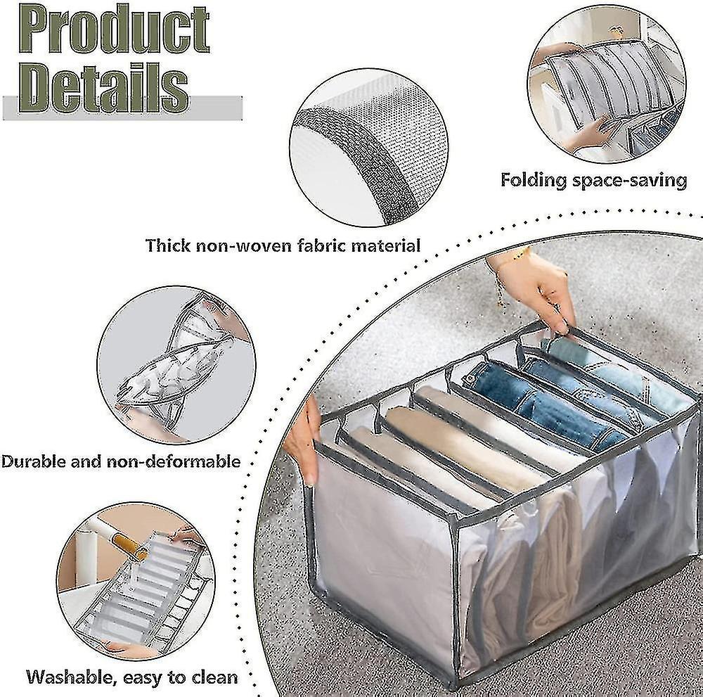 Upgraded Drawer Organizers For Clothing， Wardrobe Clothes Organizer， Large 7 Grids(white Net Yarn)