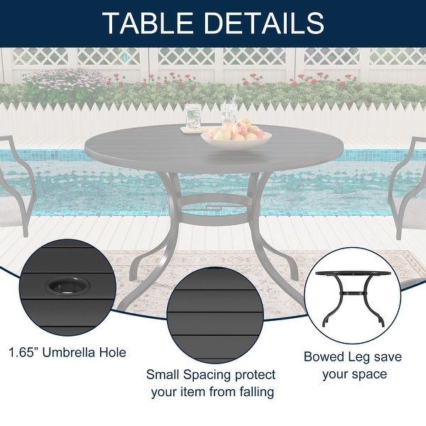 5 Pieces Dining Set with Swivel Textlene Chairs