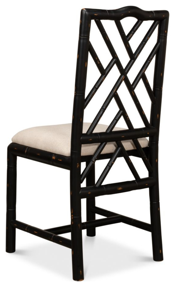 Brighton Bamboo Black Wood Dining Chairs   Traditional   Armchairs And Accent Chairs   by Sideboards and Things  Houzz