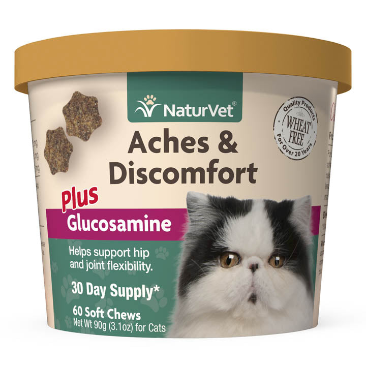 NaturVet Aches and Discomfort Plus Glucosamine Soft Chews for Cats