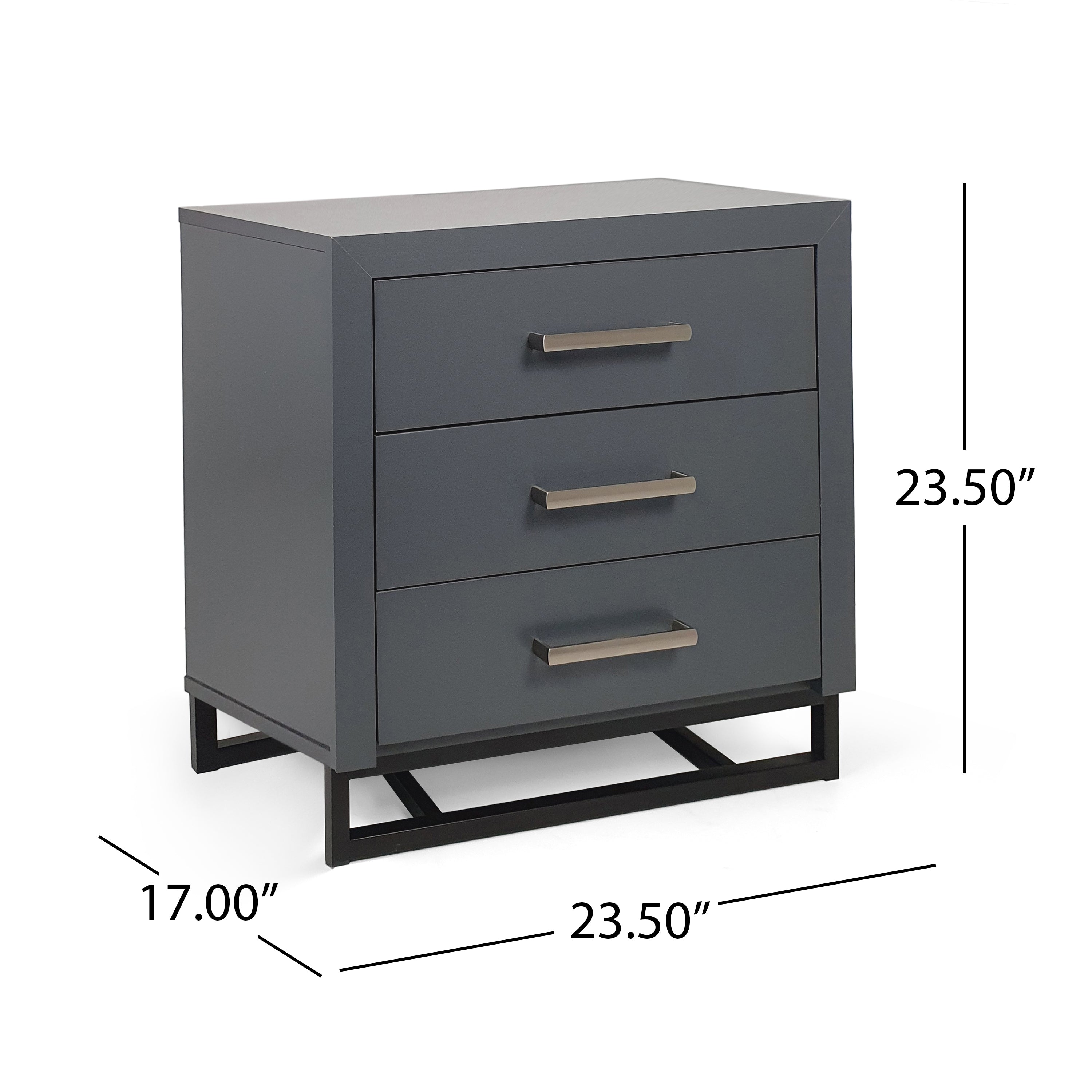 Borah Contemporary Faux Wood 3 Drawer Nightstand, Set of 2