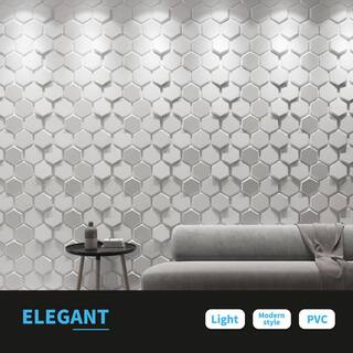 Art3dwallpanels 19.7 in. x 19.7 in. White Hexagon Design PVC 3D Wall Panels for Interior Wall Decor Pack of 12-Tiles (25 sq. ft.Case) A10hd063