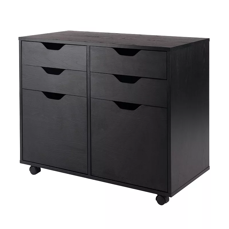 32 Black 2 Section Mobile Storage Cabinet