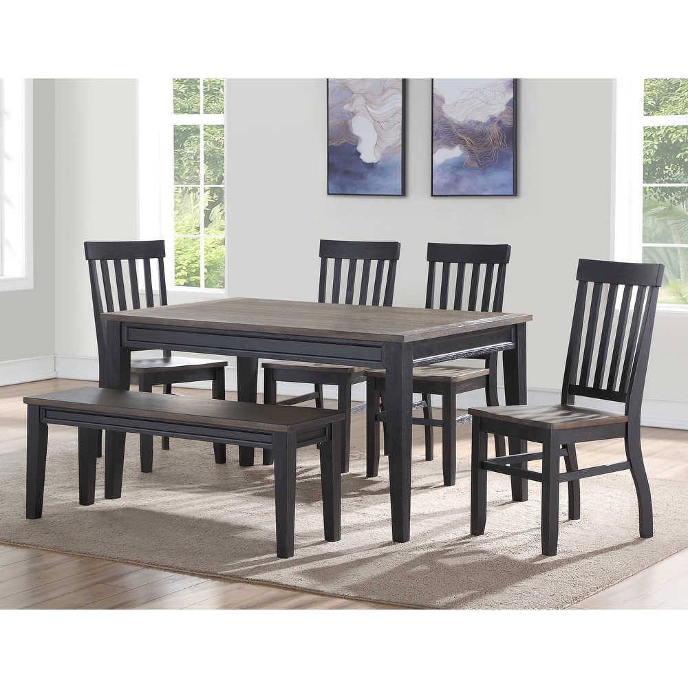 Ralston Two Tone Ebony and Driftwood Dining Bench by Greyson Living