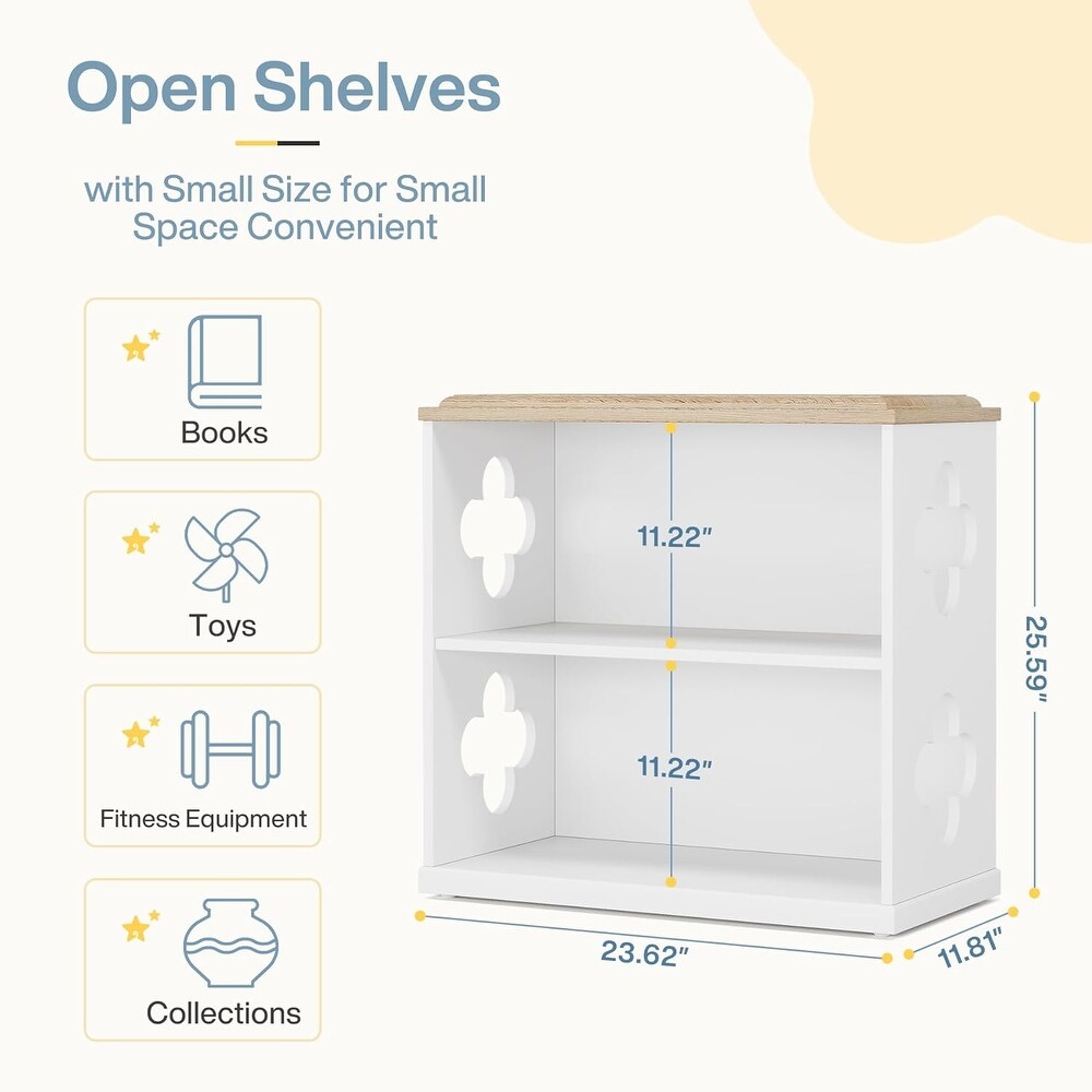 3 Tiers Bookshelf for Small Space  White Wooden Bookshelves