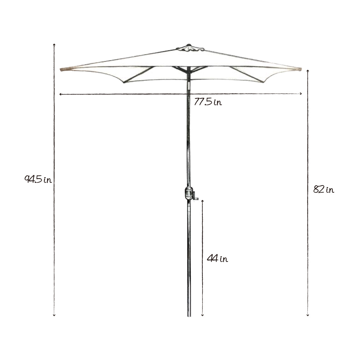 Davee  6.5' Square Patio Umbrella Outdoor Table Market Umbrella with Tilt/Crank, 4 Ribs (Red)