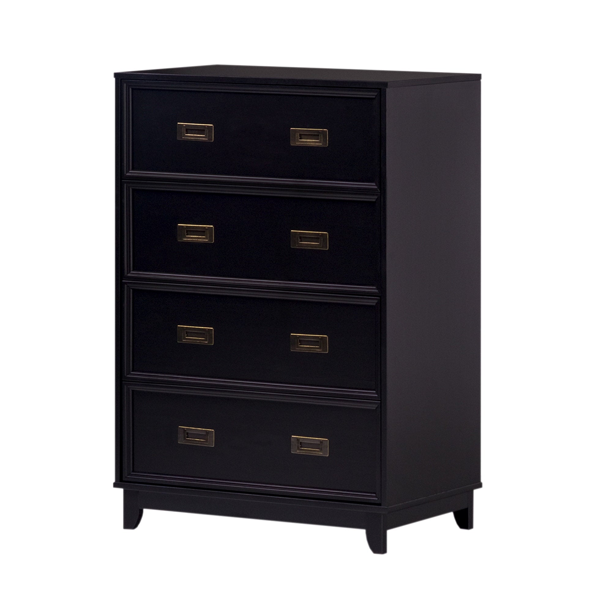 Manor Park Classic Modern Solid Wood 4-Drawer Dresser, Black