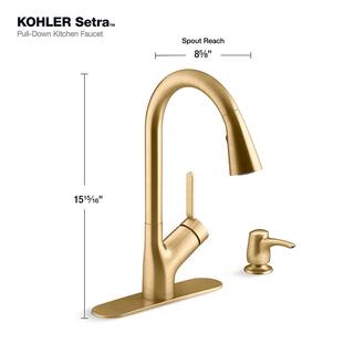 KOHLER Setra Single-Handle Pull-Down Sprayer Kitchen Faucet in Vibrant Brushed Moderne Brass K-R22897-SD-2MB