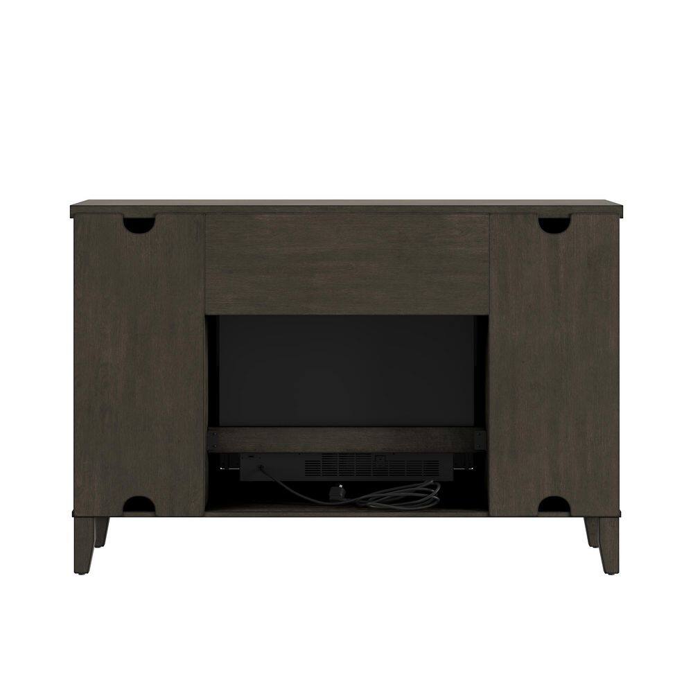 SCOTT LIVING BLAINE 54 in. Freestanding Media Console Wooden Electric Fireplace in Dark Brown Birch HDSLFP54W-5A