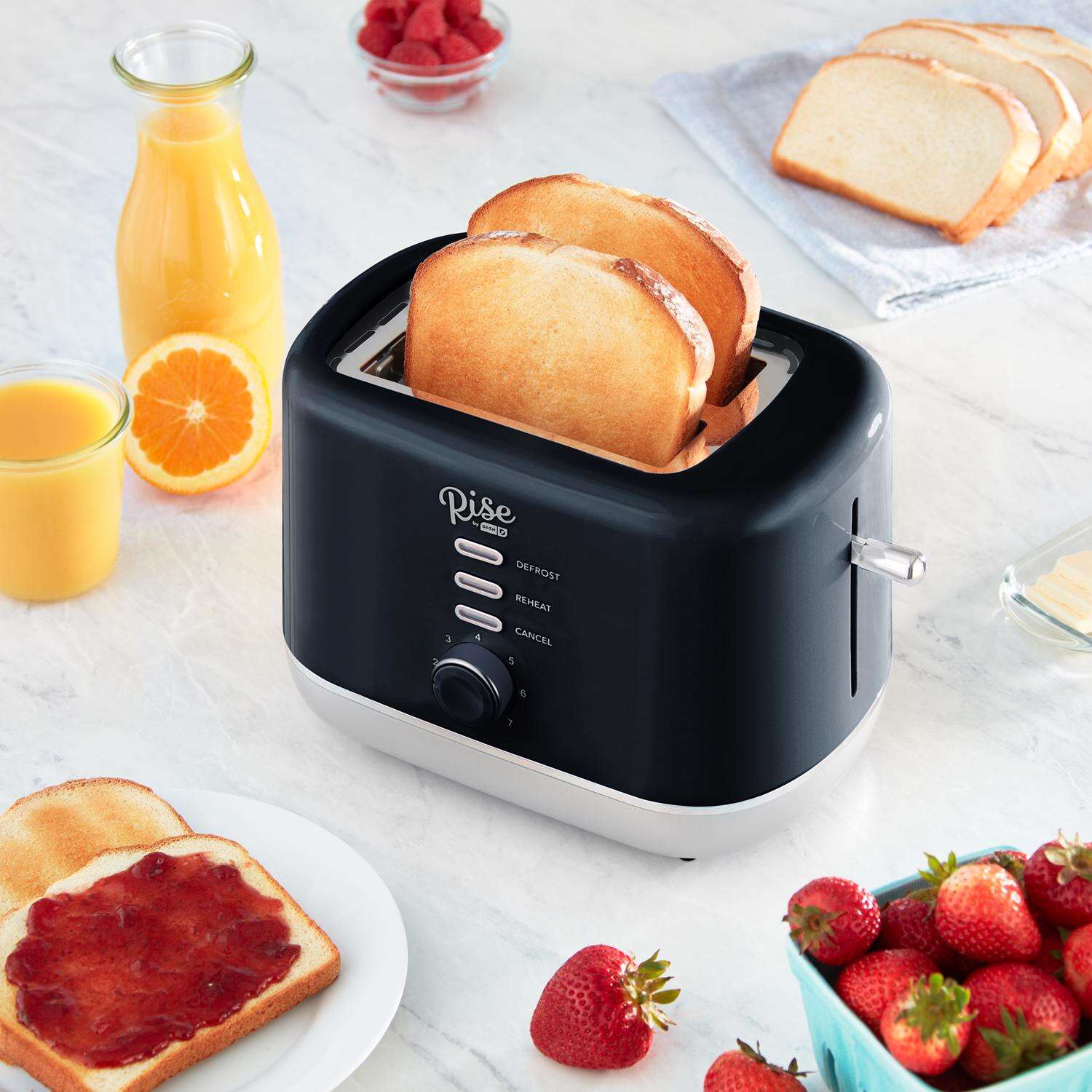 Rise by Dash Plastic Black 2 slot Toaster 7.4 in. H X 7.2 in. W X 11.1 in. D