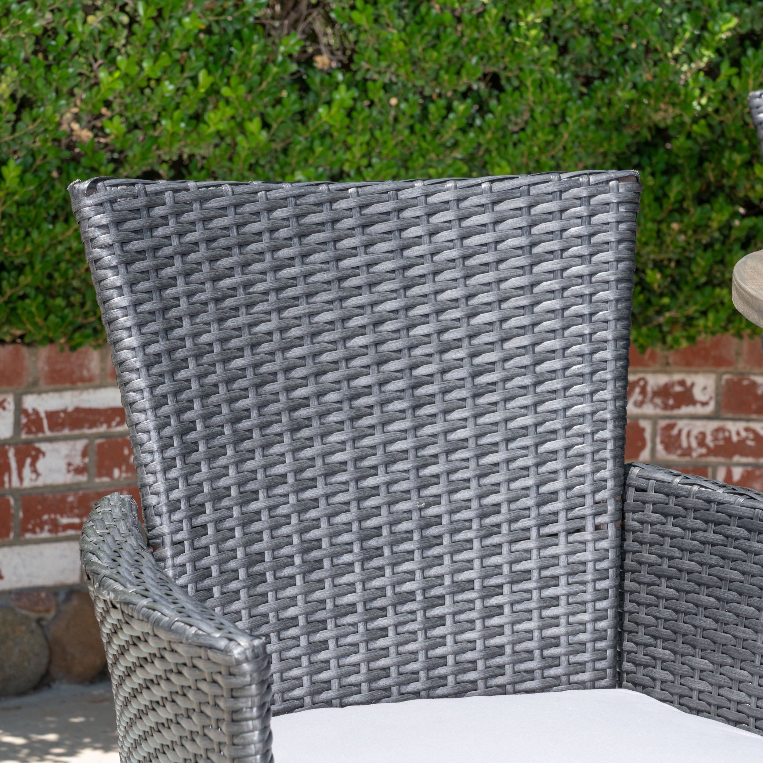 Lori Outdoor 3 Piece Wood and Wicker Bistro Set, Gray and Gray