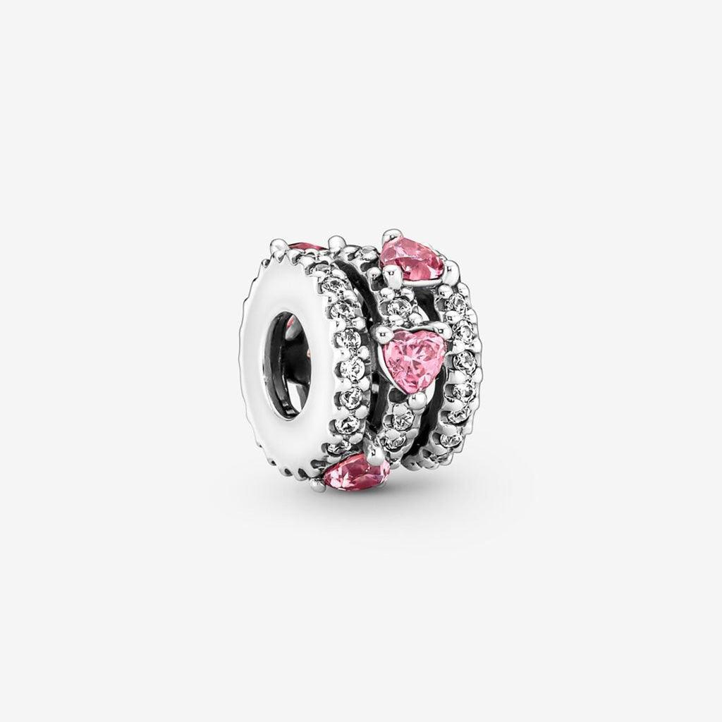 PANDORA  Sparkling Triple Halo Hearts Charm