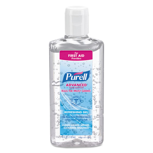 Gojo Purell Advanced Hand Sanitizer Refreshing Gel | Clean Scent， 4 oz Flip-Cap Bottle， 24