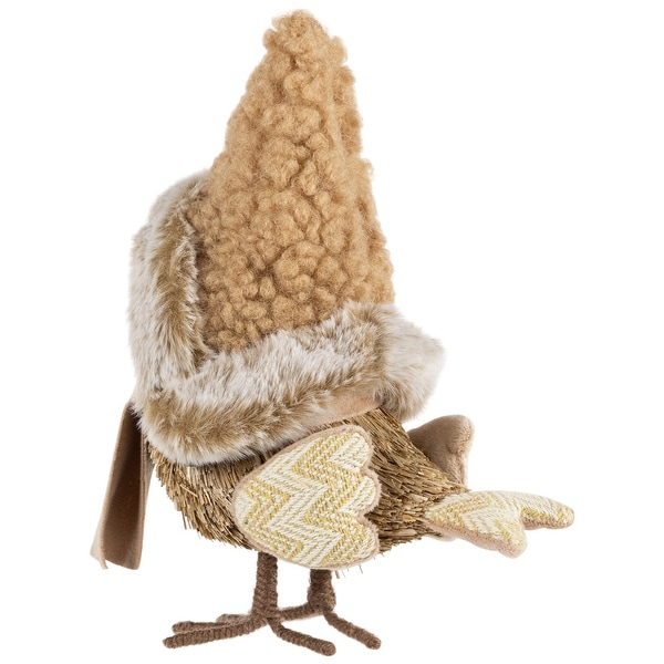 Woodland Bird in Winter Hat Christmas Figurine