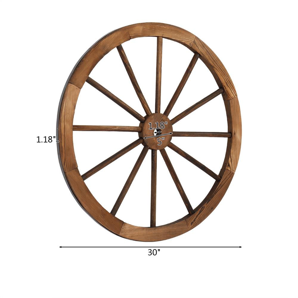 UBesGoo 2PCS 30" Brown Rustic Fir Decoration Wagon Wheels, Set of Two