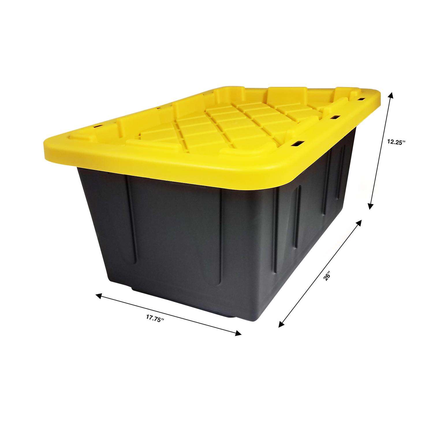 Homz Durabilt 15 gal Black/Yellow Storage Tote 12-1/4 in. H X 26 in. W X 17-3/4 in. D Stackable