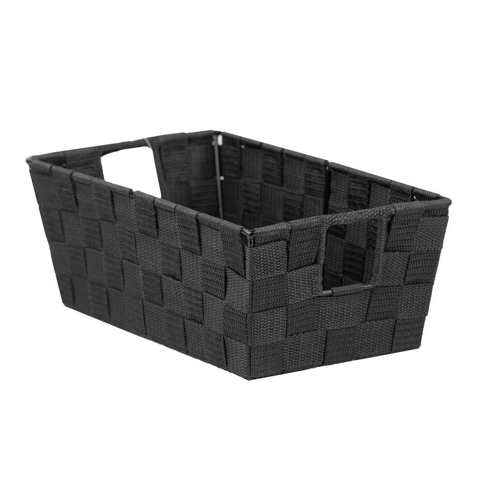 Home Basics 4.5 in. H x 6.5 in. W x 11.5 in. D Black Fabric Cube Storage Bin PB49333