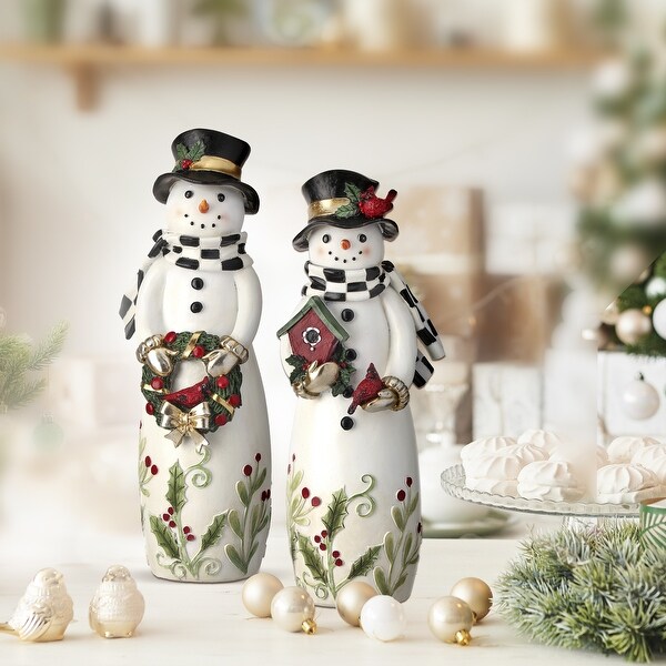 12 Resin Snowman With Check Design Set of 2