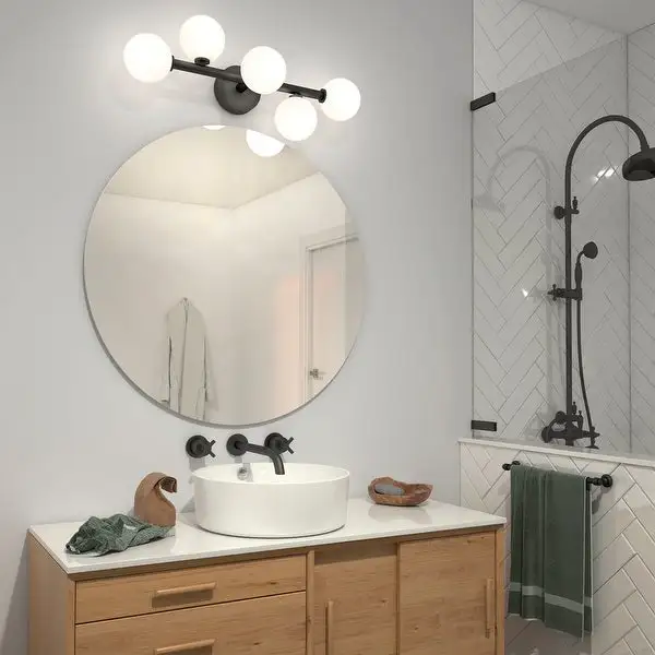 Artika Bloom 5 Light Bathroom Vanity Light, Matt Black