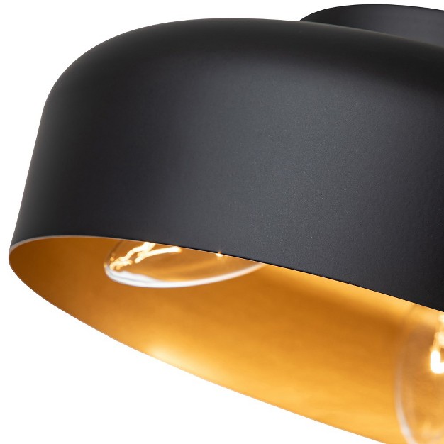 C Cattleya 3 light Matte Black Finish Flush Mount Light With Painted Gold Inside