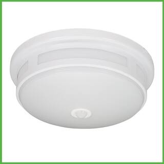 Hampton Bay 11 in. Round White Exterior Outdoor Motion Sensing LED Ceiling Light 830 Lumens 5 Color Temperature Options Wet Rated 564281040