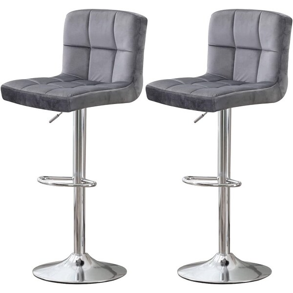 Swivel Velvet Bar Stools Back Height Adjustable Tall (Set of 2)