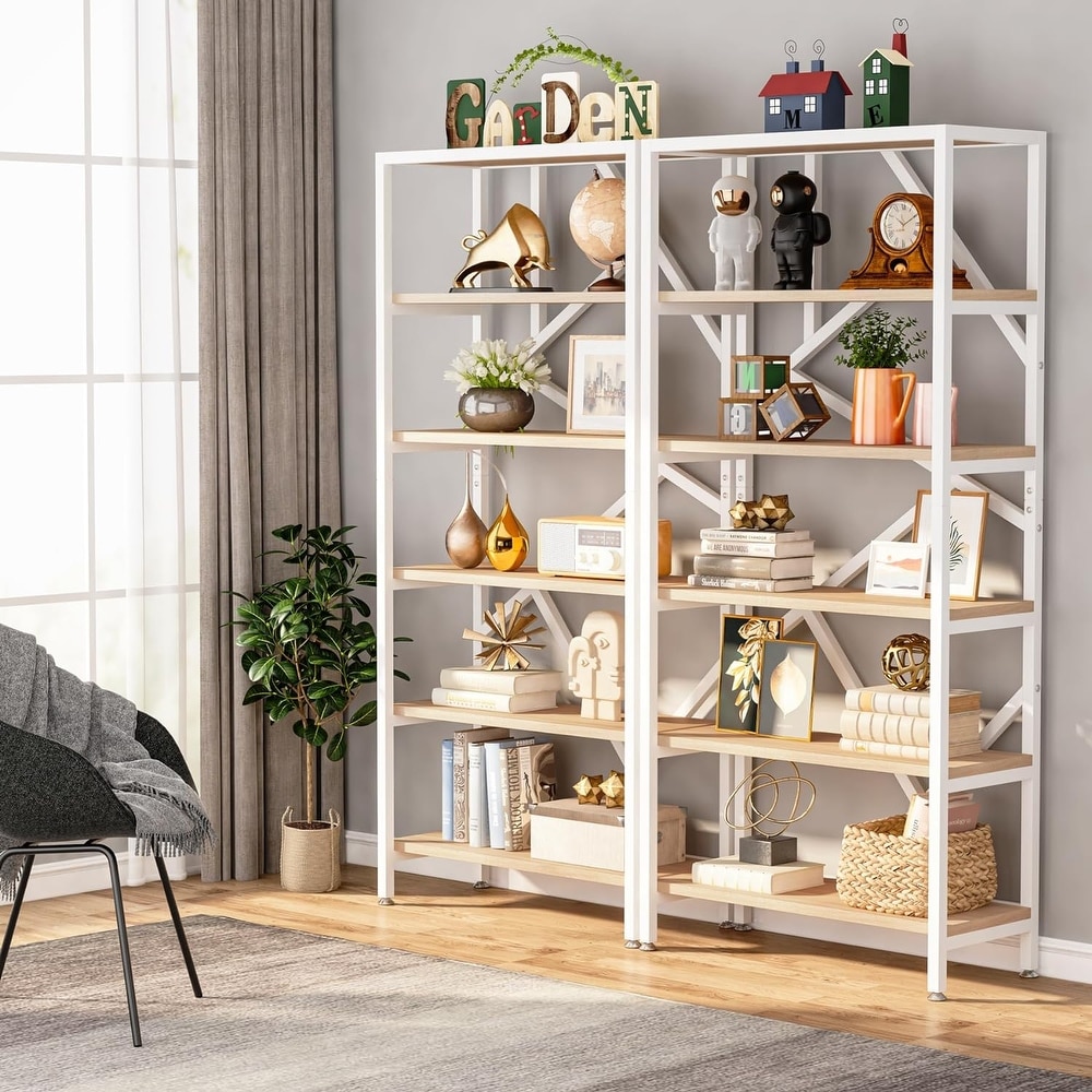 71 Inch Industrial Bookshelf  6 Tier Etagere Bookcase  Free Standing Open Book Shelves Storage Display Shelf