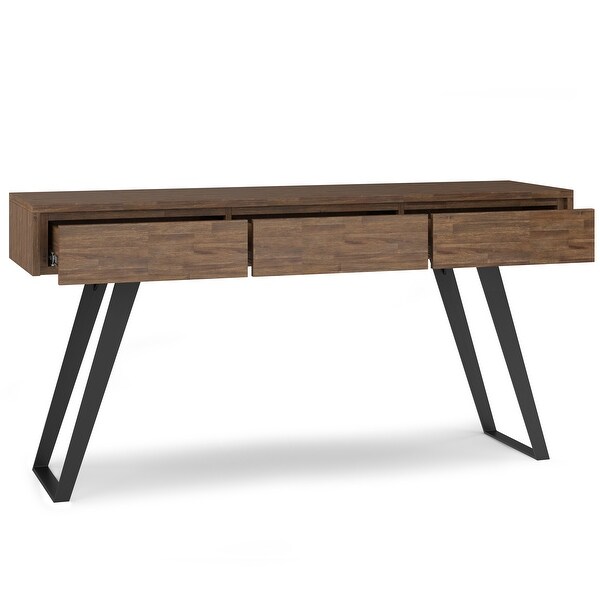 WYNDENHALL Mitchell SOLID ACACIA WOOD and Metal 60 inch Wide Modern Industrial Console Sofa Table - 60 W x 16 D x 30 H