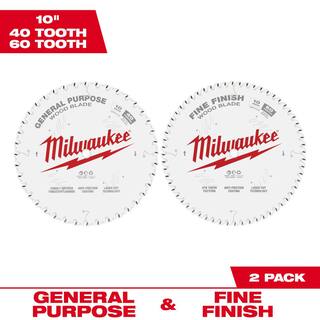 MW 10 in. x 40-Tooth and 60-Tooth Circular Saw Blades (2-Pack) 48-40-1036