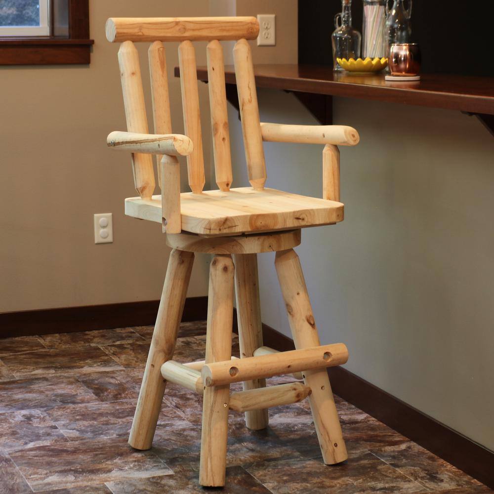 Sunnydaze Decor Rustic 29.5 in. Unfinished Wood Log Style Bar Stool DSL-650