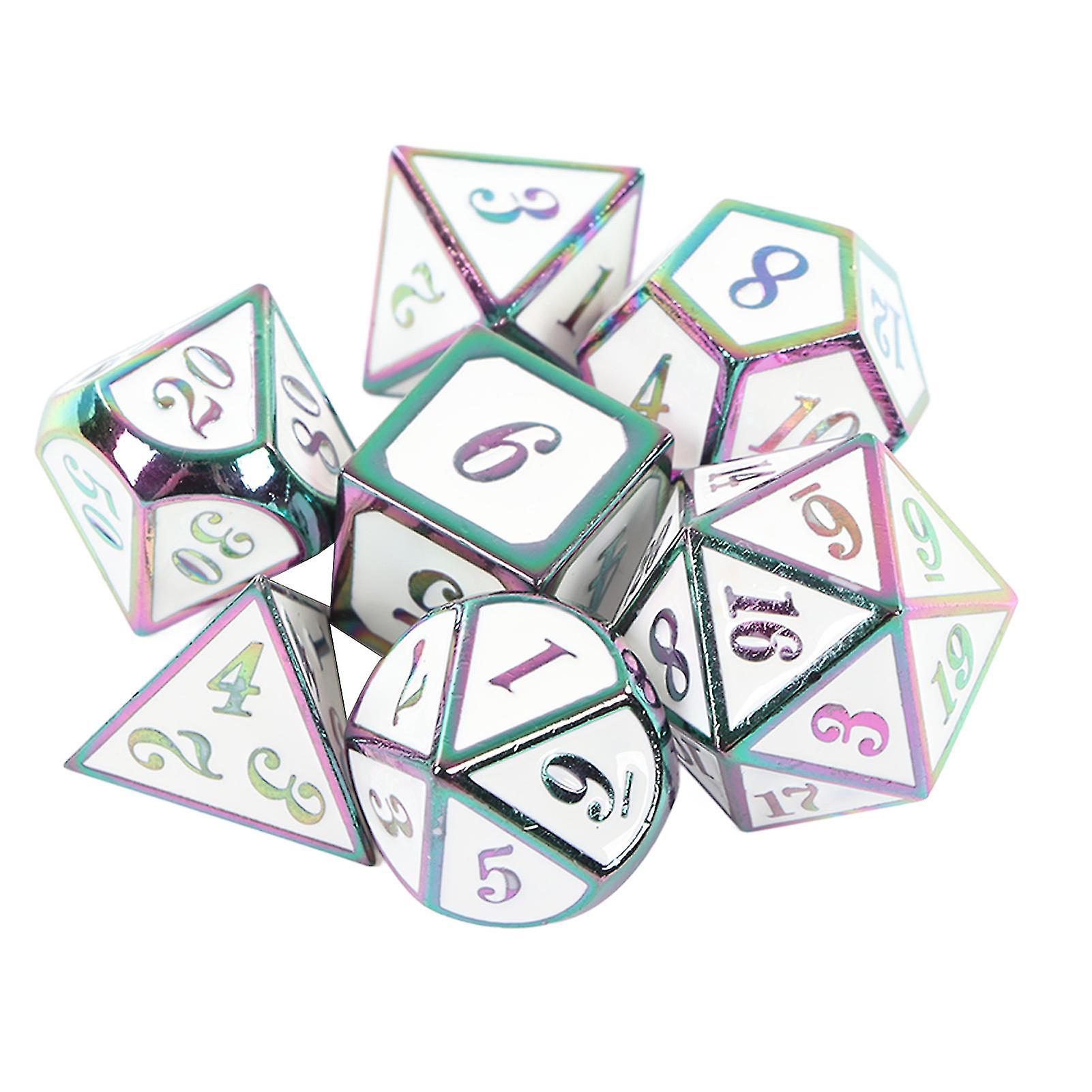 7pcs Metal Dice Set Different Shapes Zinc Alloy Polyhedral Dice for Role Playing Board Games