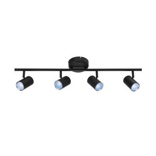 Hampton Bay Crosshaven 2.6 ft. 4-Light Black Hubspace Smart Color Tunable Integrated LED Fixed Track Ceiling Lighting Kit HBT41051RWA-43