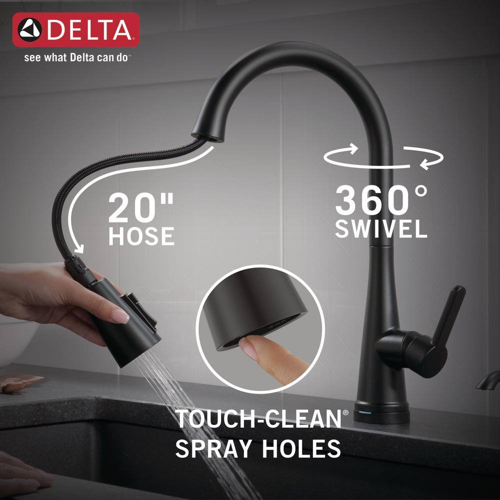 Delta Greydon Single-Handle Pull Down Sprayer Kitchen Faucet with Touch2O and ShieldSpray Technology in Matte Black 19826TZ-BLSD-DST